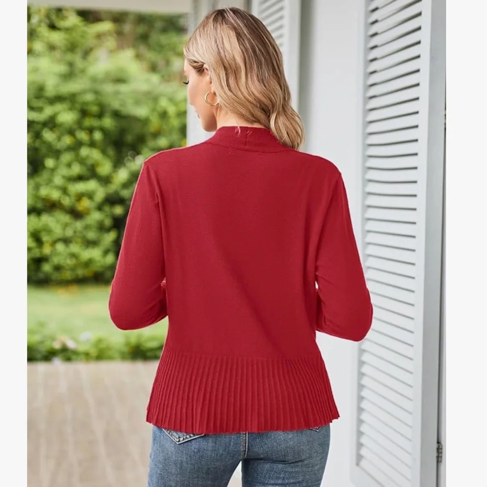 NEW Grace Karin Women’s Casual Cropped Red Cardigan. - Picture 3 of 8